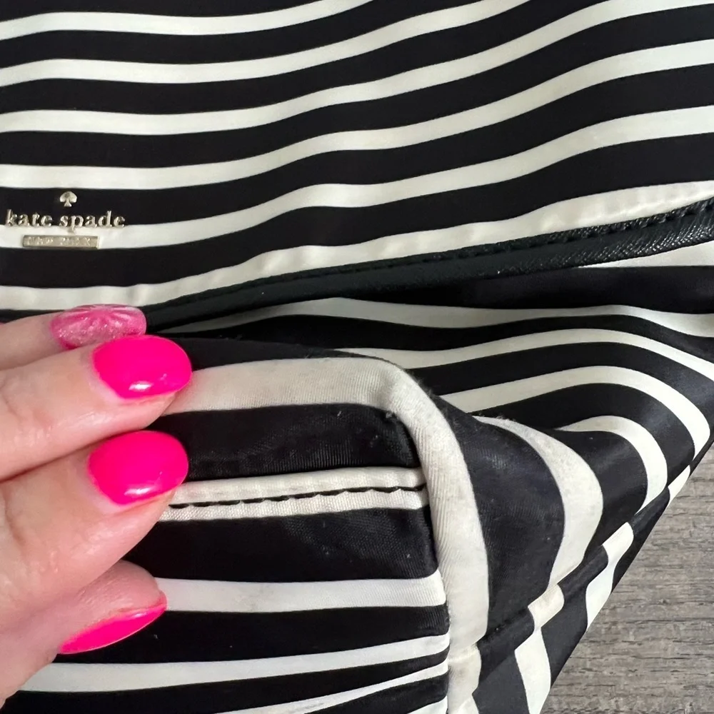Kate Spade Black and White Striped Messenger Bag